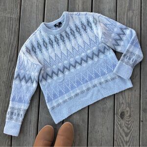 Frye Fair Isle Blue Gray Sweater XS